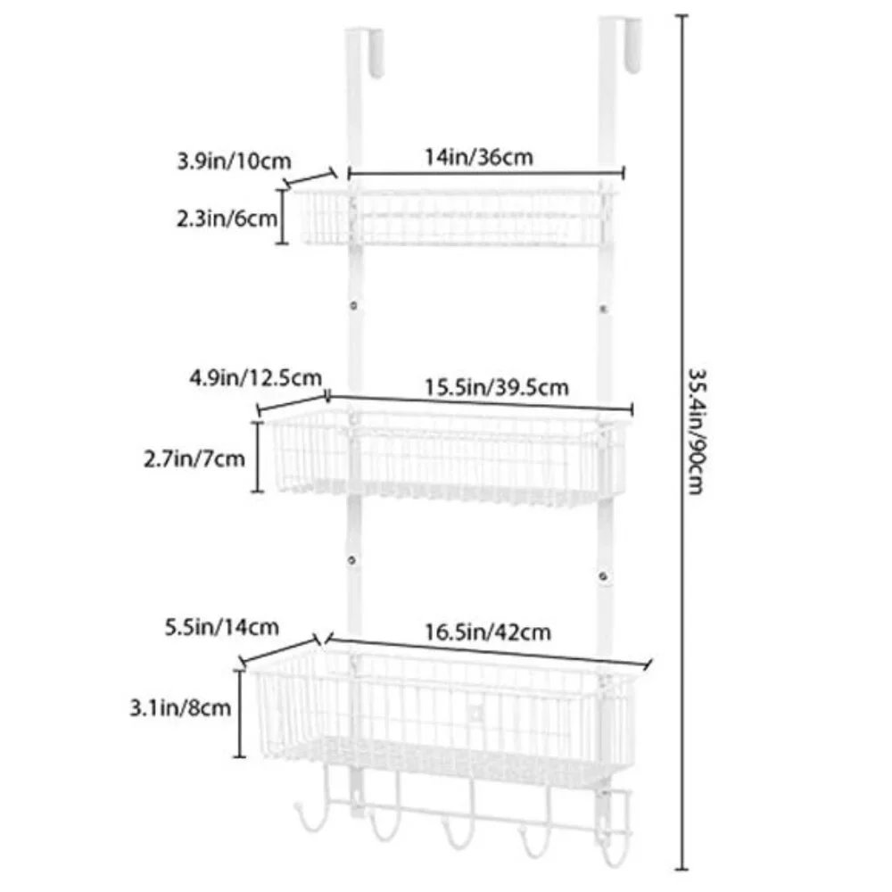 Over The Door Organizer With Hooks Mesh Baskets Hanging Shelf Bathroom Pantry